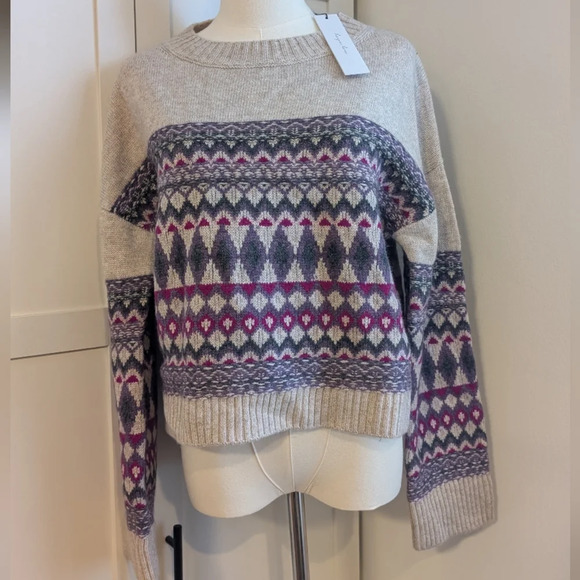 NWOT Harper Lane merino wool cashmere blend Logan Fairisle Sweater medium - Picture 2 of 8
